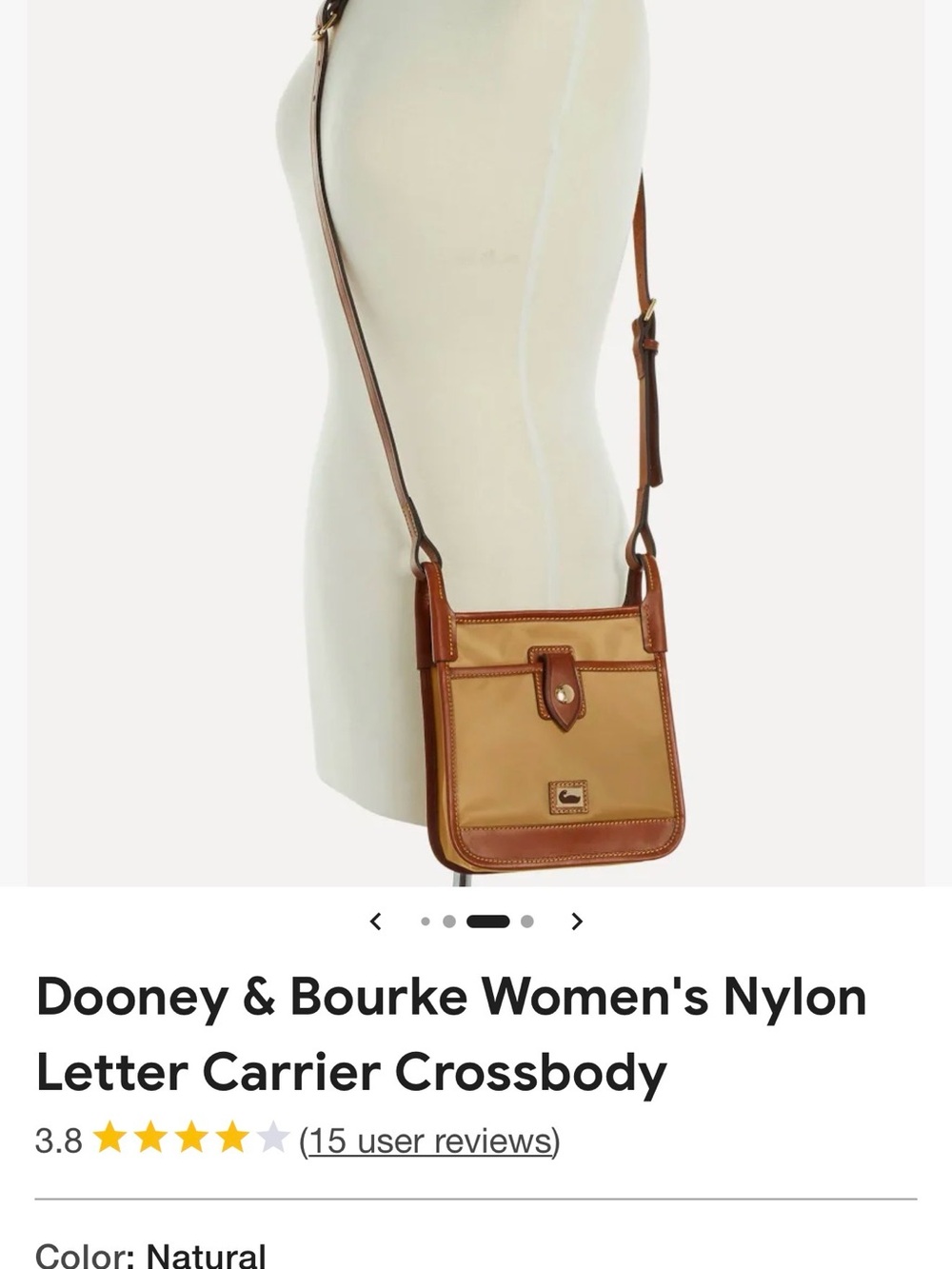 Dooney & Bourke Khaki and Tan Leather-Trim Messenger - Picture 11 of 16